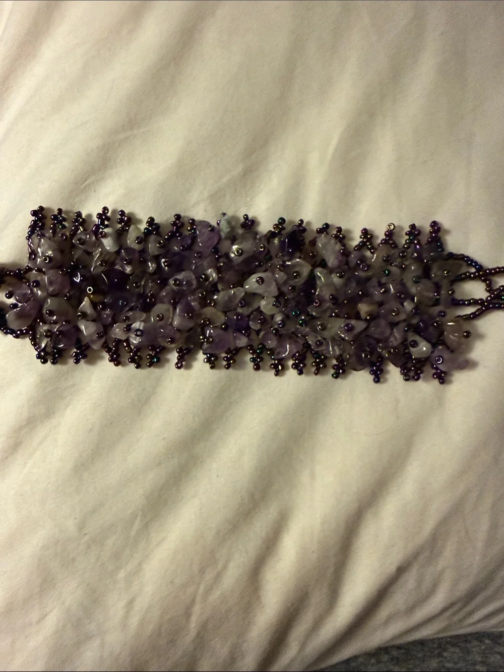 Chunky Amethyst Beaded Statement Bracelet - Purple